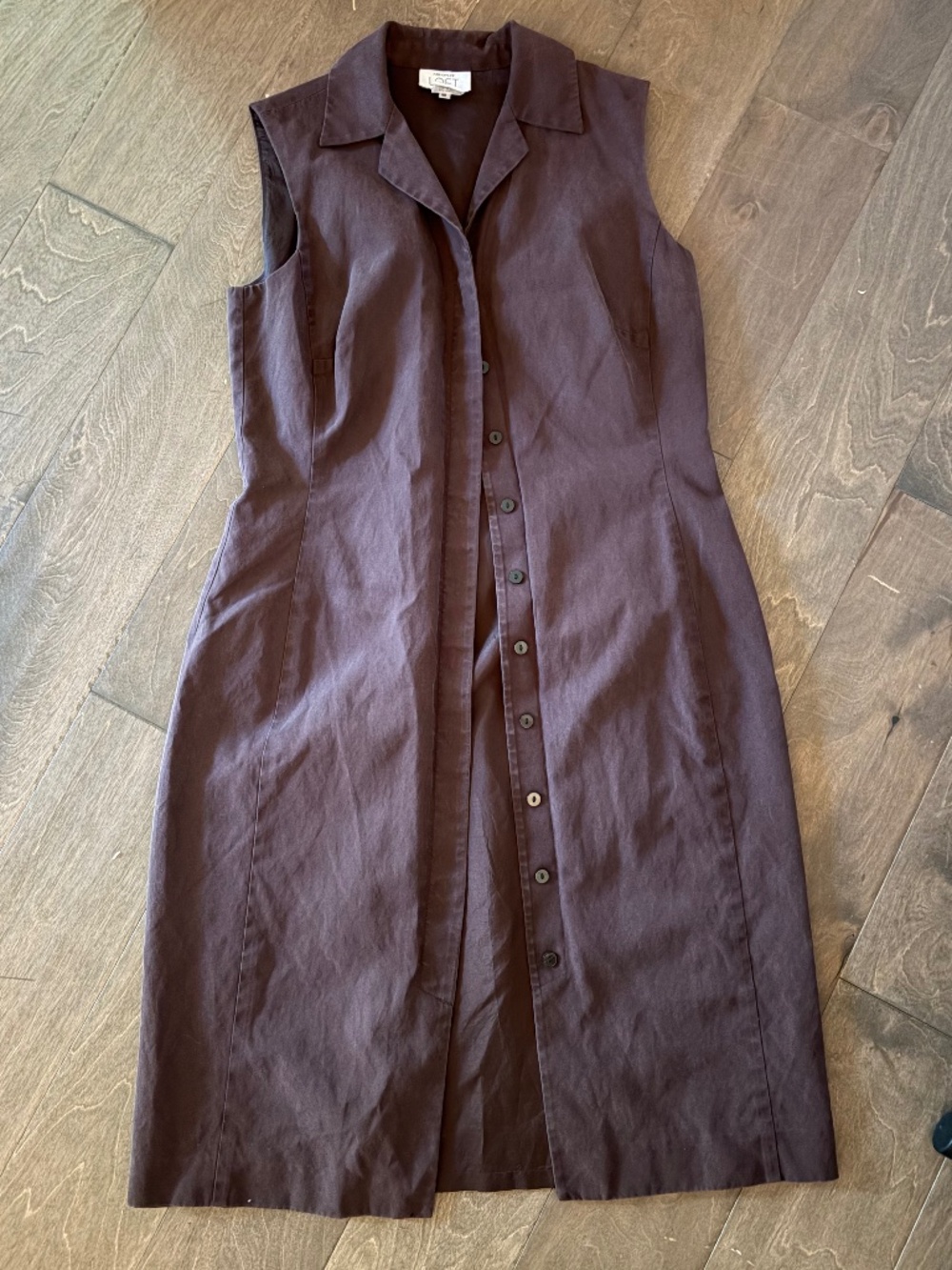 Ann Taylor Loft linen brown button down dress
